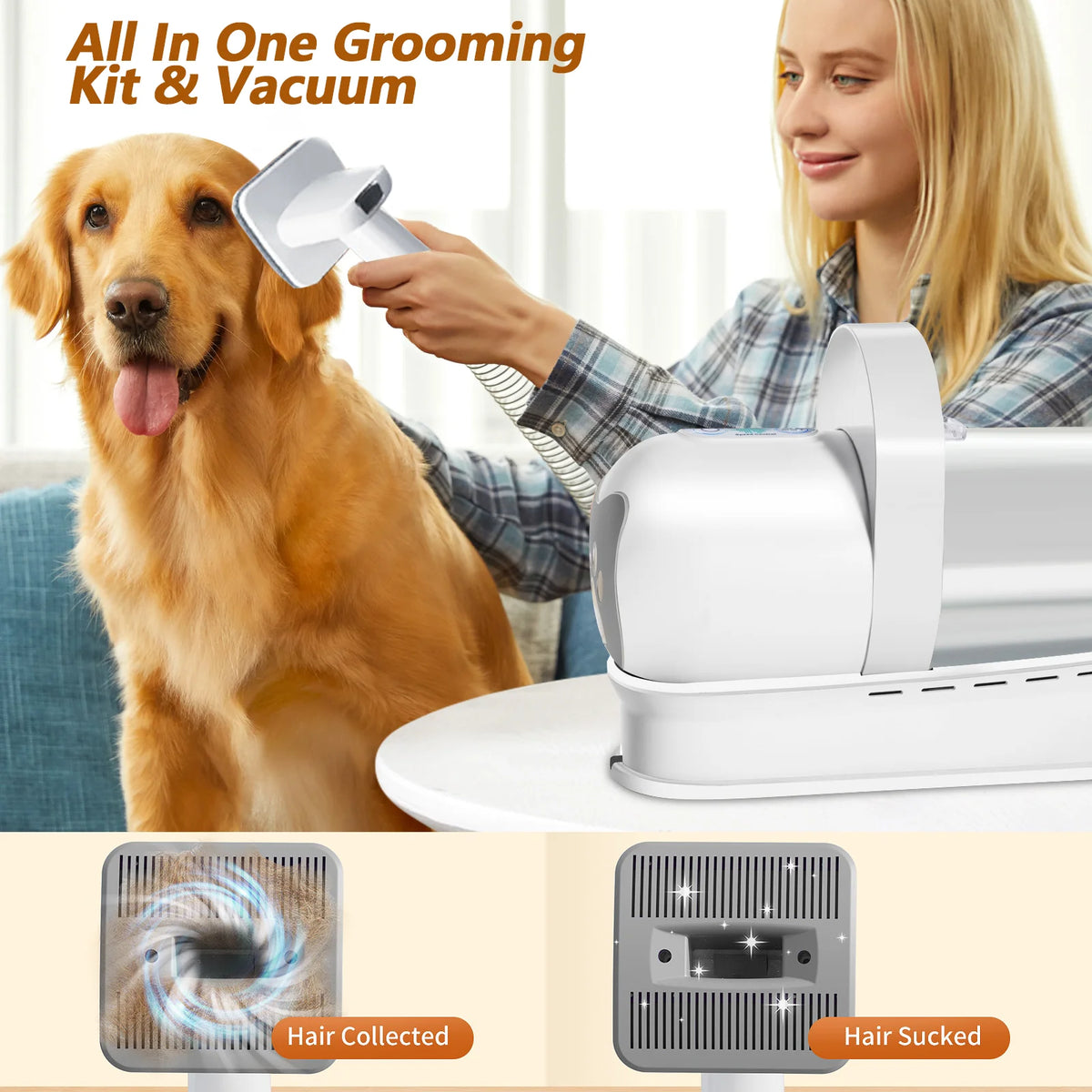 13000Pa Dog Pet Grooming Hair Dryer 7-In-1 Warm Air Fast And Silent Pet Dryer Pet Hair Vacuum Cleaner Cat Hair Dryer Cleaner