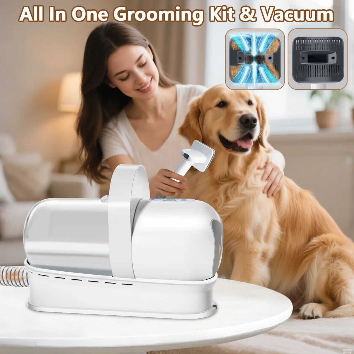 13000Pa Dog Pet Grooming Hair Dryer 7-In-1 Warm Air Fast And Silent Pet Dryer Pet Hair Vacuum Cleaner Cat Hair Dryer Cleaner