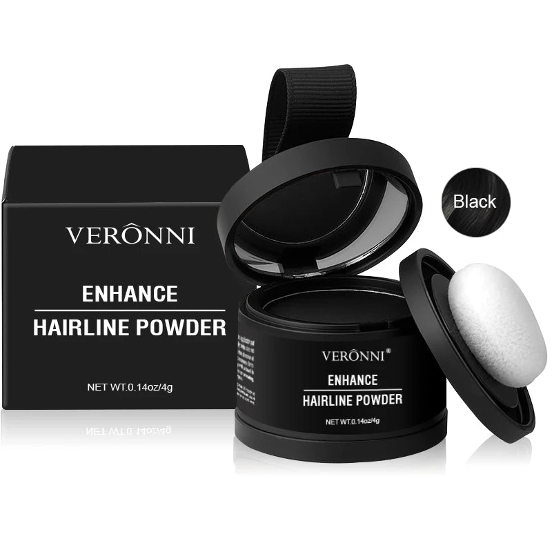 Poudre Correctrice Camouflage Cheveux VERONNI – Racines & Golfes, 14 Teintes — Black