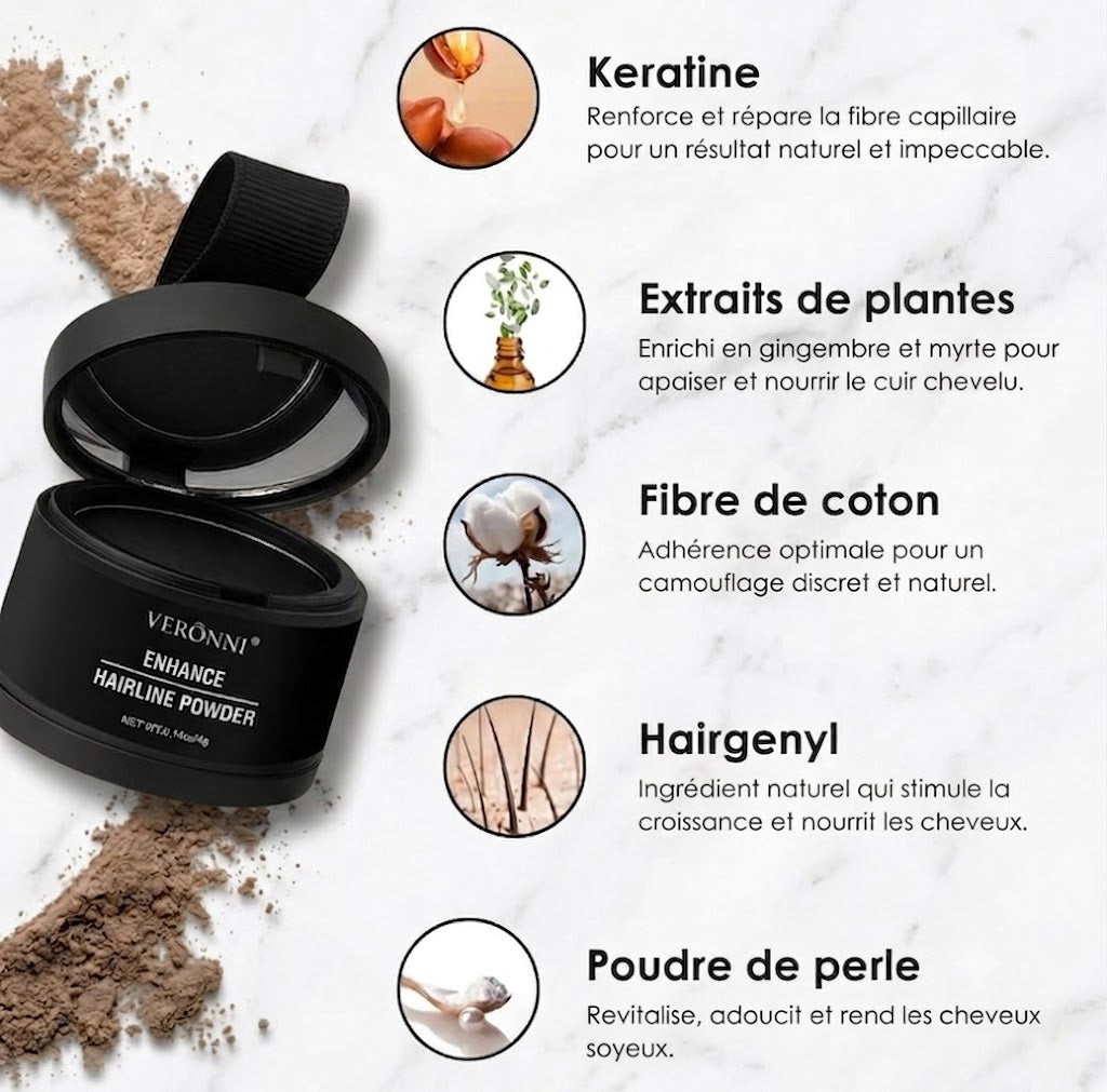 Poudre Correctrice Camouflage Cheveux VERONNI – Racines & Golfes, 14 Teintes